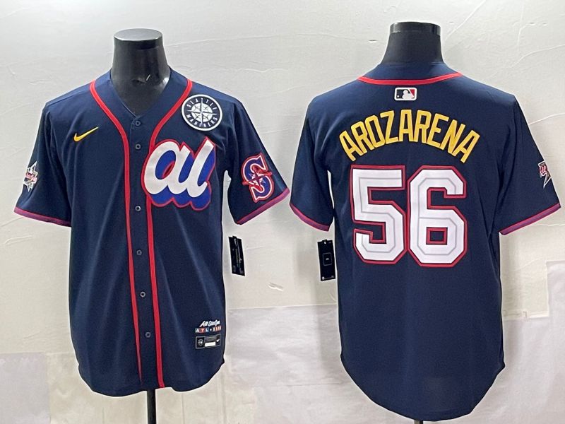 Men 2025 Seattle Mariners 56 Arozarena Drak Blue All star Nike MLB Jersey style 02